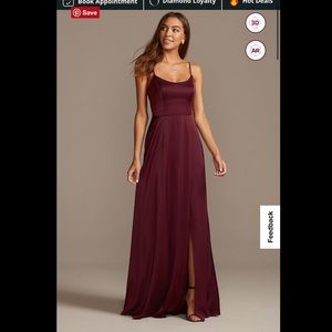 CREPE-BACK SATIN SPAGHETTI STRAP BRIDESMAID DRESS